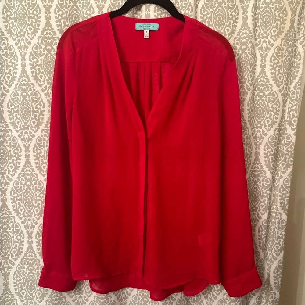 See Through Long Sleeve Blouse